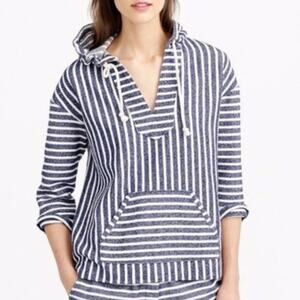 J.‎ Crew Baja Striped Hoodie Blue Cream Size Small